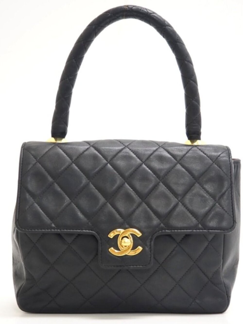 Chanel Quilted Turnlock CC Logo Handbag Black